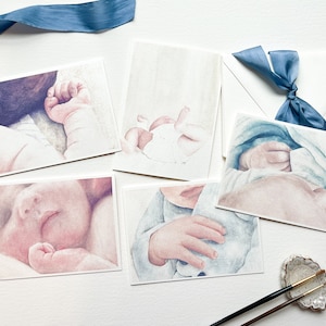 Baby Shower Card Set of Five - Watercolor Note Cards, New Mommy Shower Cards, Baby Greeting Cards, Pregnancy Greeting Card