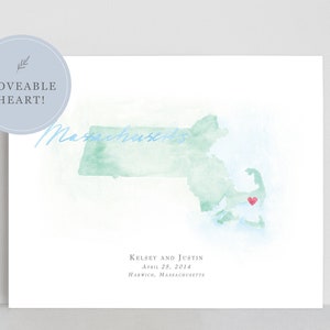 Aquarel kaart Massachusetts | Gepersonaliseerde kaartafdruk