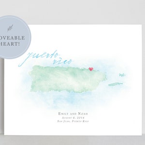 Aquarelkaart Puerto Rico, gepersonaliseerde kaart van Puerto Rico