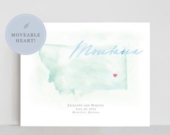 Montana Watercolor Map | Personalized Map Print