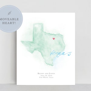 Texas Aquarell Karte | Personalisierte Landkarte