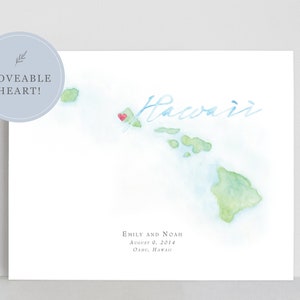 Aquarelkaart Hawaï | Gepersonaliseerde kaartafdruk