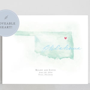 Aquarelkaart Oklahoma | Gepersonaliseerde kaartafdruk