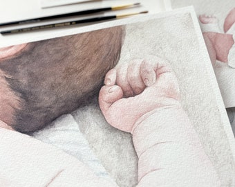 Original Watercolor Art | Newborn Baby Painting for Nursery