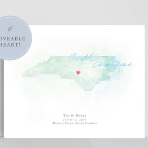 Kaart van North Carolina, gepersonaliseerde kaartprint, North Carolina cadeau Art Print, aquarelprint, NC-cadeaus, aquarel State Art Print,