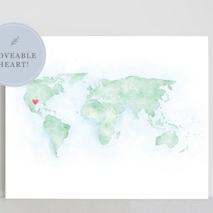 Carte à l’aquarelle du monde, carte personnalisée du monde