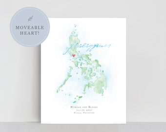 Philippines Watercolor Map, Personalized Map of Philippines