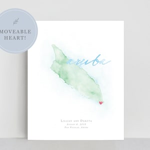 Aruba Aquarell Karte, Landkarte von Aruba