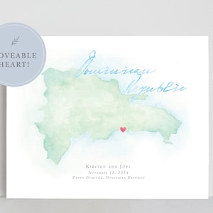 Dominikanische Republik Aquarell Landkarte, personalisierte Landkarte der Dominikanischen Republik