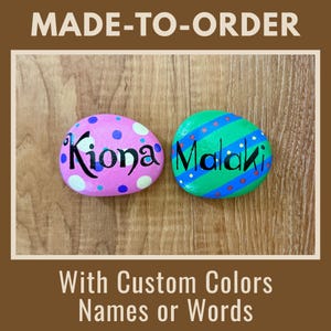 Custom Name or Word Rocks, Fun Colorful Hand Painted Made-to-Order Stones