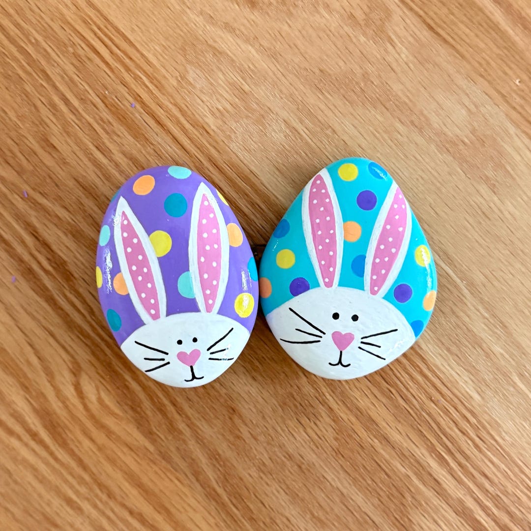 Easter Bunny Rocks: Colorful Hand Painted Stones - Etsy