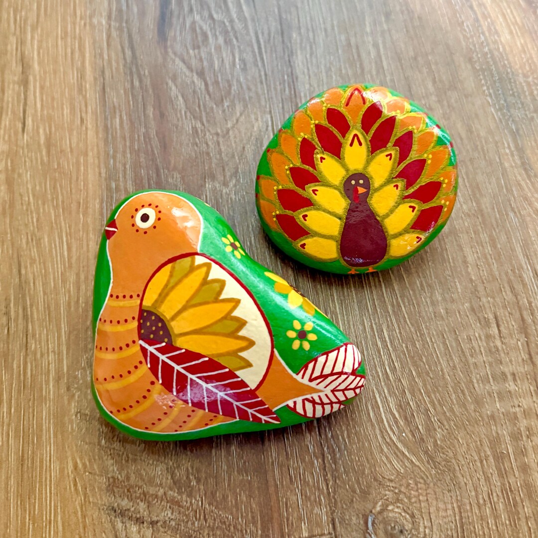 Fall Item Rocks Hand-painted Fall Bird Rocks: Colorful Autumn Decoration - Etsy