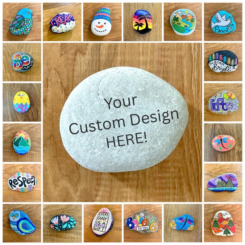 Custom Painted Rock, Colorful Hand Painted Stones Made-to-order - Etsy