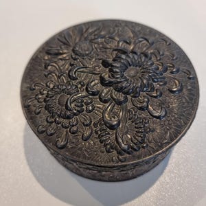 Antique Oriental Japanese or Chinese Copper Silver Pewter Lidded Box