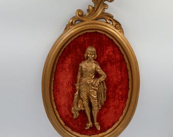 Vintage Victorian Figurine Ornate Framed Art