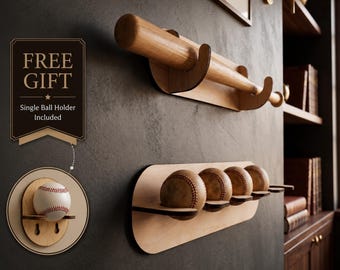 Baseballschlägerhalter, Baseballschlägerhalter, Baseball Wandhalterung, Baseballballhalter, Baseball Display, Holz Baseballhalter, Baseball Dekor