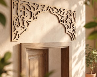Arco de puerta marroquí, panel de pared de madera, decoración islámica de pared, panel de madera marroquí, decoración sobre la puerta, paneles de pared decorativos, decoración del hogar para Eid