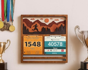 Running medal display hanger, Marathon medal holder rack, Race bib and medal display, Running wall mount, Runner medal hook organizer