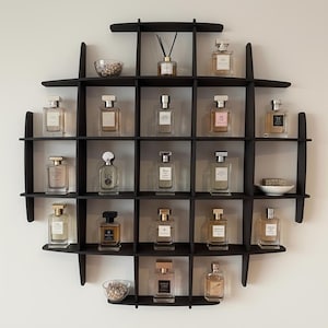 An der Wand befestigtes Parfümregal, Mini-Parfüm-Organisator-Regal, kleine Wand-Parfüm-Anzeige, Holz-Parfüm-Aufbewahrungsregal, Duftflaschenhalter