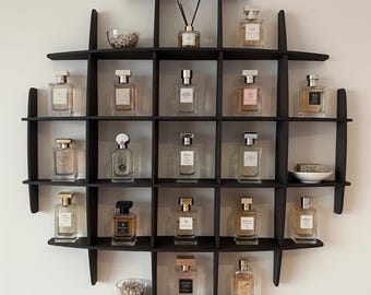 Estante para perfumes de pared, mini estante organizador de perfumes, pequeño expositor de perfumes de pared, estante de madera para guardar perfumes, soporte para frascos de perfume