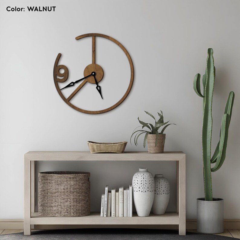 Modern Wall Clock, Large Wooden Wall Clock, Minimalist Wall Clock, Silent Wall Clock, Contemporary Wall Clock Decor,Unique Wall Clock Design image 2