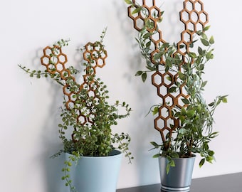 Honeycomb Wooden Plant Trellis, Indoor Plant Climber, Large Wood Trellis for Vining Plants, Geometric Garden Trellis, Planter Support