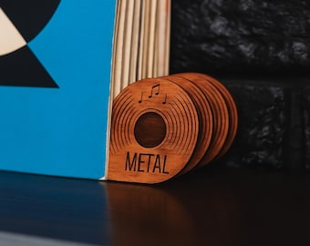 Divisores de discos de vinilo personalizados, separadores de género para álbumes de LP, pestañas organizadoras de discos de madera, etiquetas para almacenar vinilos, juego de organización de estanterías para discos