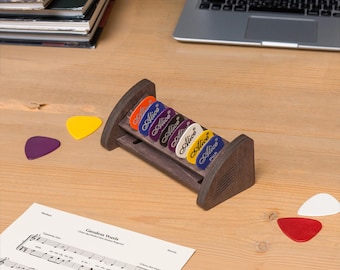 Wooden Guitar Pick Holder,Custom Plectrum Organizer,Guitar Pick Display Stand,Pick Storage Box,Unique Pick Holder,Guitar Accessories Rack