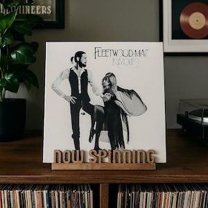Now Playing vinyl record stand, Vinyl record holder display, Wooden vinyl stand for albums, Now spinning record shelf storage stand