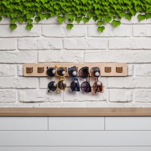 Sunglass Holder for Wall, Wooden Sunglasses Hanger & Organizer, Wall Mounted Eyeglass Display, Wooden Eyewear Rack, Sunglasses Storage
