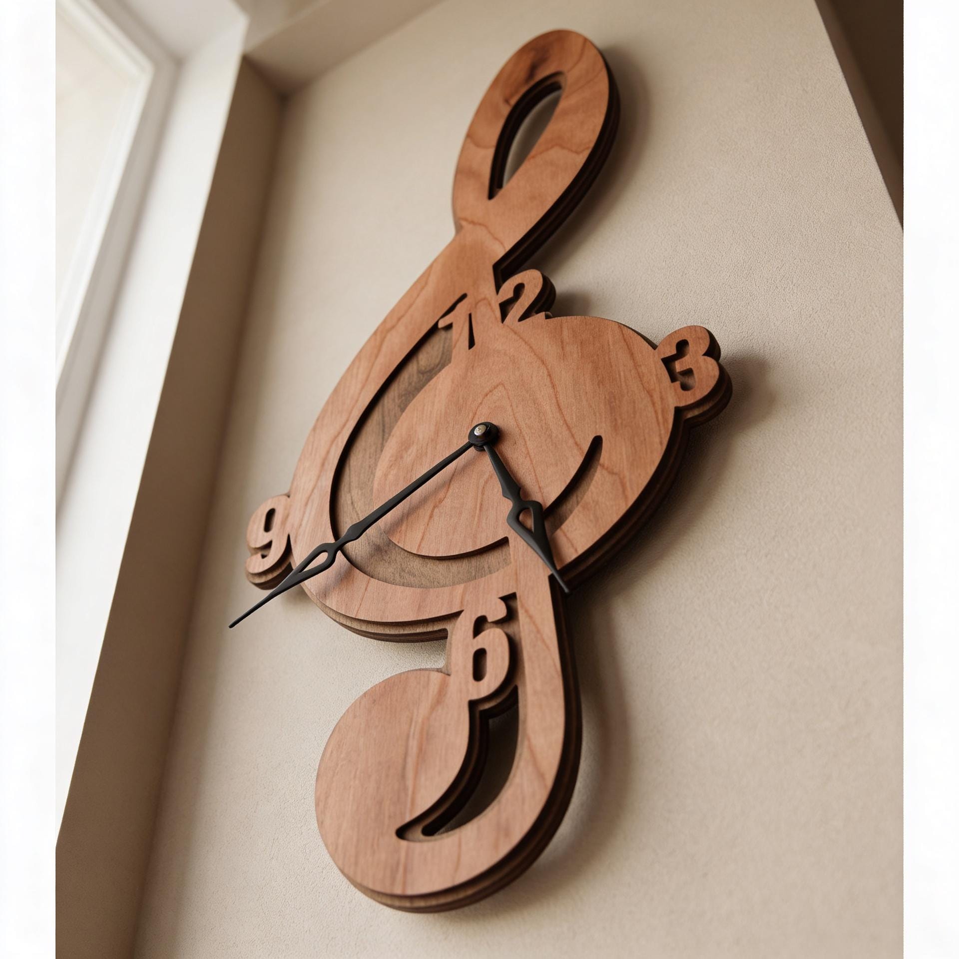 Music Wall Clock, Treble Clef Wall Clock, Musical Note Wall Clock ...