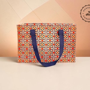 Handmade Jute Tote Bag, Boho Ethnic Print, Reusable Shopping, Sustainable Beach Bag
