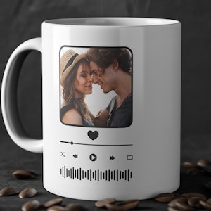 Custom Music Mug – Personalized Song & Photo Mug, Spotify Style Gift, Couple Mug for Anniversary or Birthday