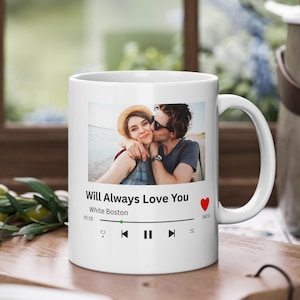 Custom Music Mug – Personalized Song & Photo Mug, Spotify Style Gift, Couple Mug for Anniversary or Birthday