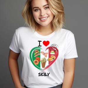 I Love Sicily T-Shirt - Italienisches Dolce Vita Shirt - Palermo Cannolo Cassata - Geschenk für Italien Liebhaber - Reise Souvenir T-Shirt, Postkarte T-Shirt