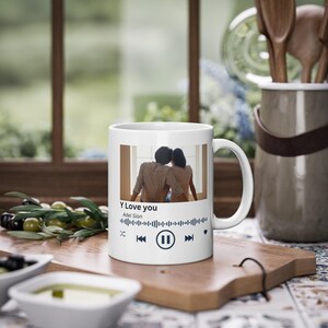 Custom Music Mug – Personalized Song & Photo Mug, Spotify Style Gift, Couple Mug for Anniversary or Birthday