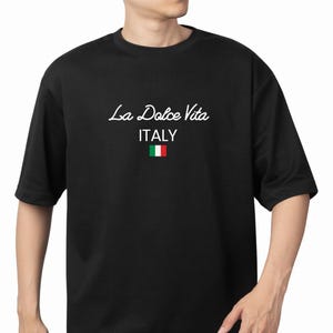 Camiseta Dolce Vita "Eu amo a Itália" - Camiseta italiana - Sorrento - Presente para os amantes da Itália - Camiseta de lembrança de viagem, camiseta de cartão-postal