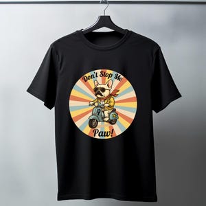 French Bulldog Rock Star Style T-Shirt Funny Retro Scooter Dog Shirt Don t Stop Me Paw Vintage Vespa Dog Lover Graphic Tee Gift