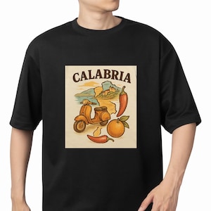 Vespa Calabria Pride T-Shirt, Travel Souvenir Calabria-Themed T-shirt, Gift for Italian Expats, Gift for Friends, Italy Love Apparel