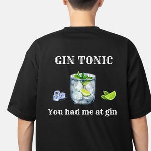 T-shirt cocktail unisexe, T-shirt Gin Tonic | T-shirt drôle de boisson d&#39;été | Cadeau pour les amateurs de gin | Cadeau d&#39;été, t-shirt imprimé citron, cadeau barman