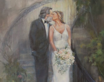 Commission a wedding portrait, After the wedding, Painting of wedding couple