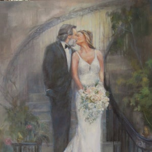 Custom Wedding Portrait: Hand-Painted Oil Painting from Photo