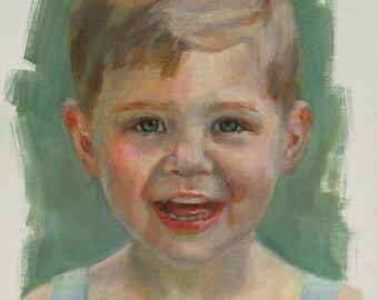 Custom Child Oil Painting Portrait, Archival Linen Panel
