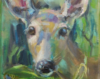 Deer, Deer in a meadow, deer face, Summer decor, Woodland Critter