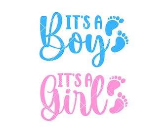 It’s a Boy It’s a Girl SVG PNG | Baby Announcement & Gender Reveal Clipart for Cricut