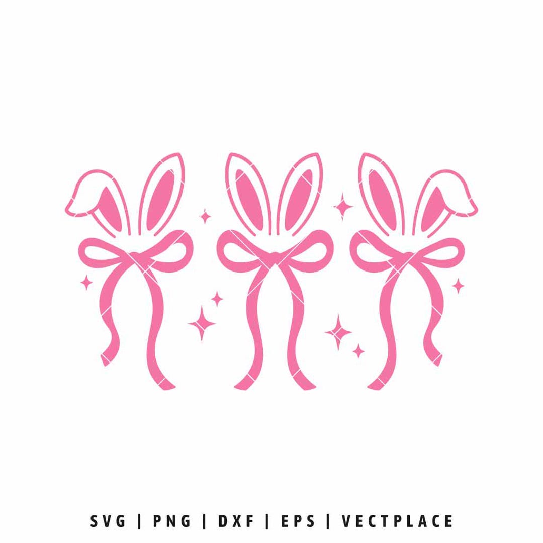Easter Bunny Bow SVG | Coquette Bunny Ears Cut File for Girl Shirts - Etsy