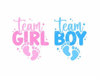 Team Girl Team Boy SVG PNG | Baby Announcement & Gender Reveal Clipart for Cricut