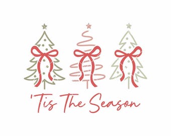 Dit is het seizoen SVG-png-bestand | Clipart kerstbomen met strikken voor Cricut- en T-shirtontwerpen