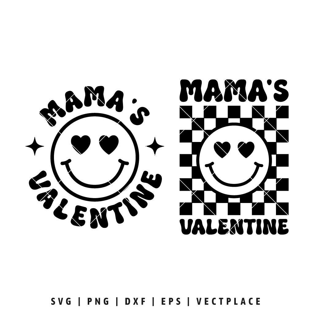Mama’s Valentine SVG | Kids Valentine Shirt SVG With Smiley Face - Etsy