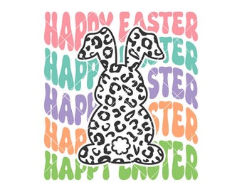 Happy Easter SVG, Leopard Bunny SVG